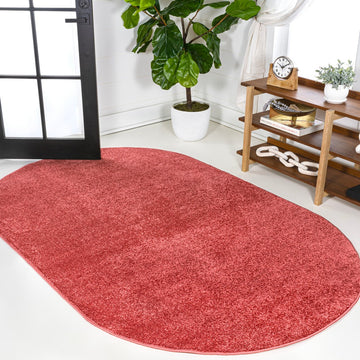 Haze Solid Low-pile Area Rug Red